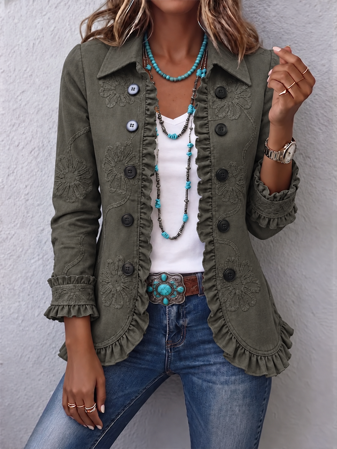 The Lois | Boho Ruffled Jacket