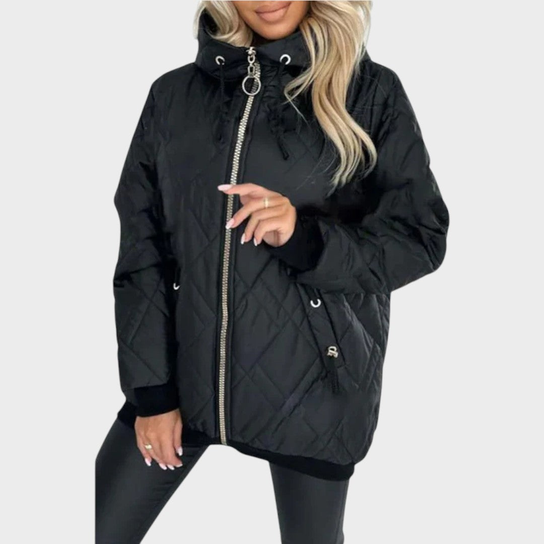 Mackenzie | Quilted Hooded Zip Front Jacket
