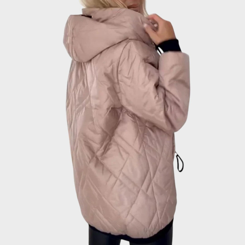 Mackenzie | Quilted Hooded Zip Front Jacket