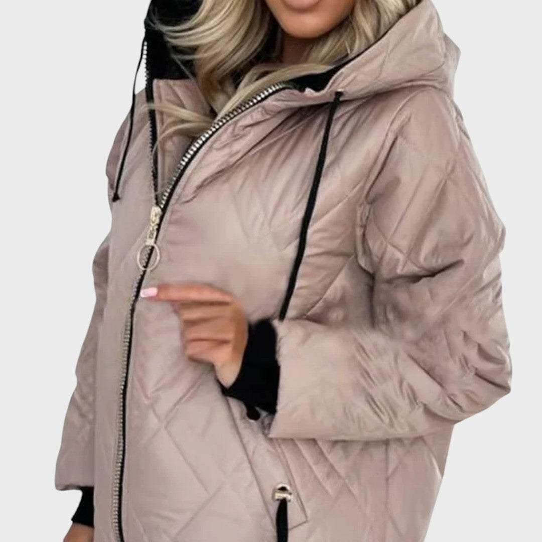 Mackenzie | Quilted Hooded Zip Front Jacket