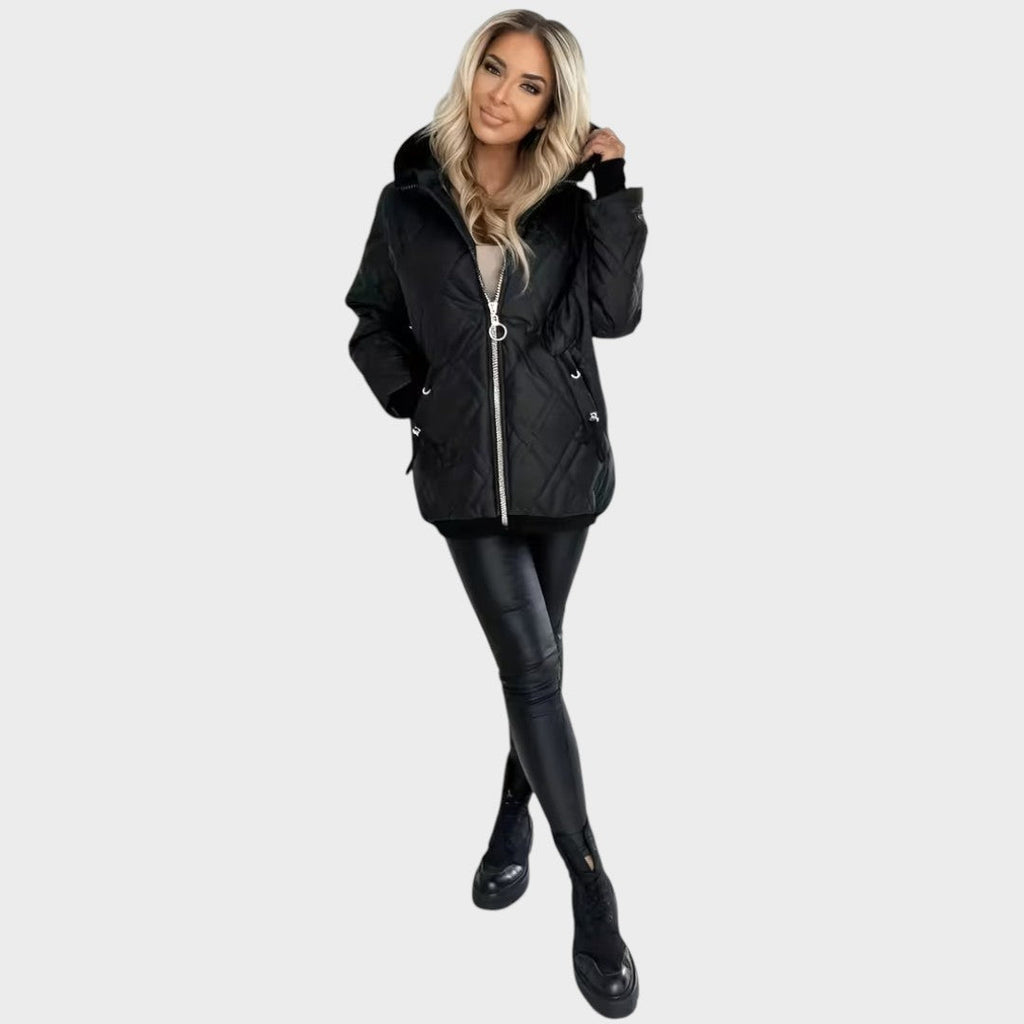 Mackenzie | Quilted Hooded Zip Front Jacket