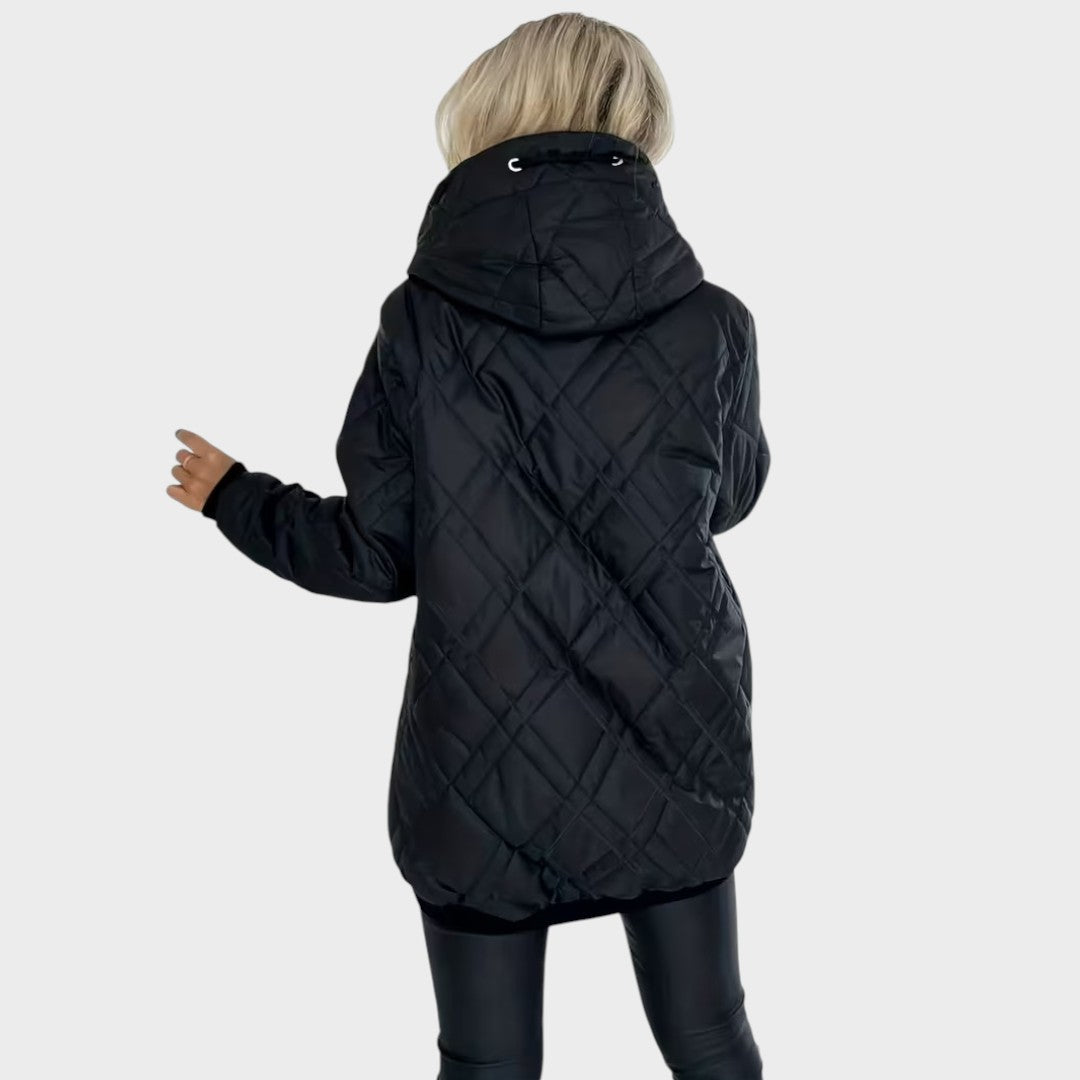 Mackenzie | Quilted Hooded Zip Front Jacket