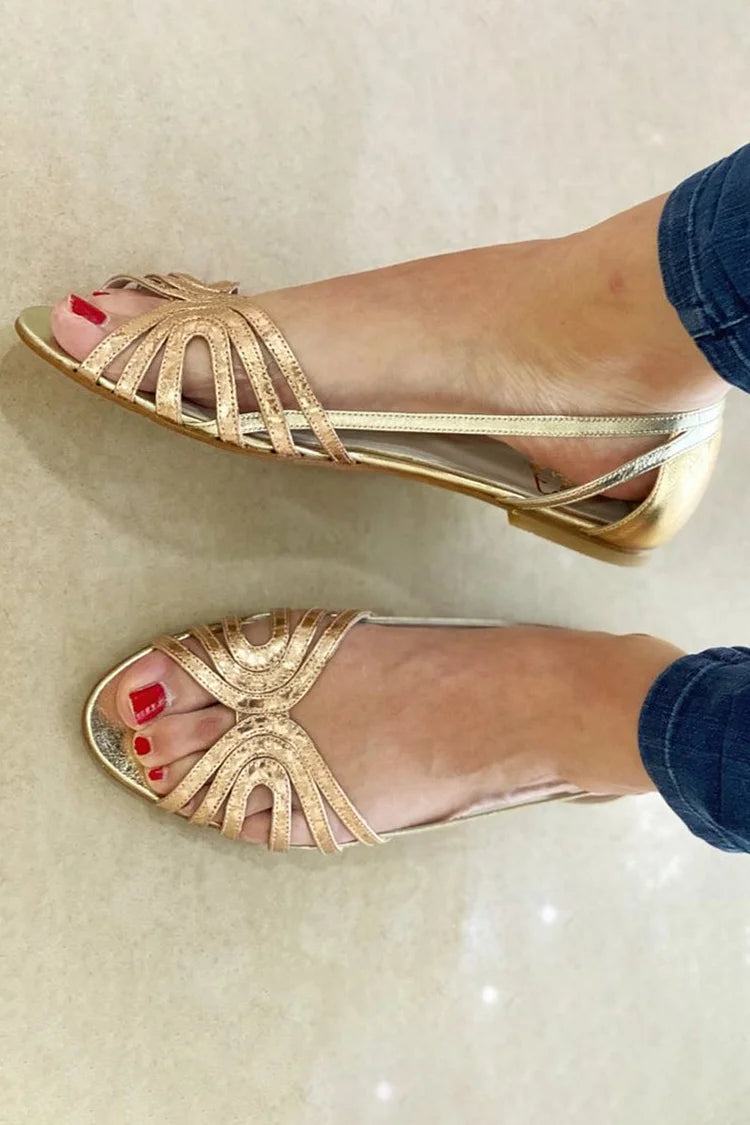 Thalia | Sandals with Open Toe and Metallic Shine