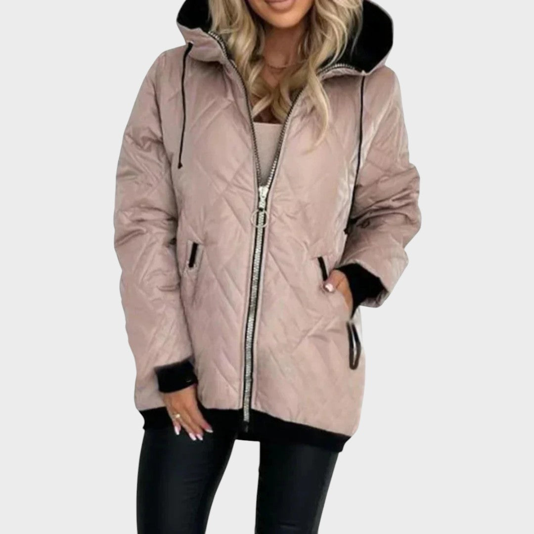 Mackenzie | Quilted Hooded Zip Front Jacket