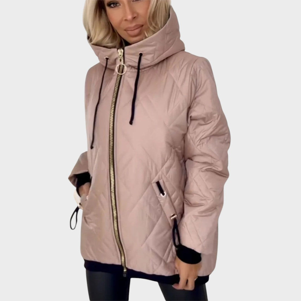 Mackenzie | Quilted Hooded Zip Front Jacket