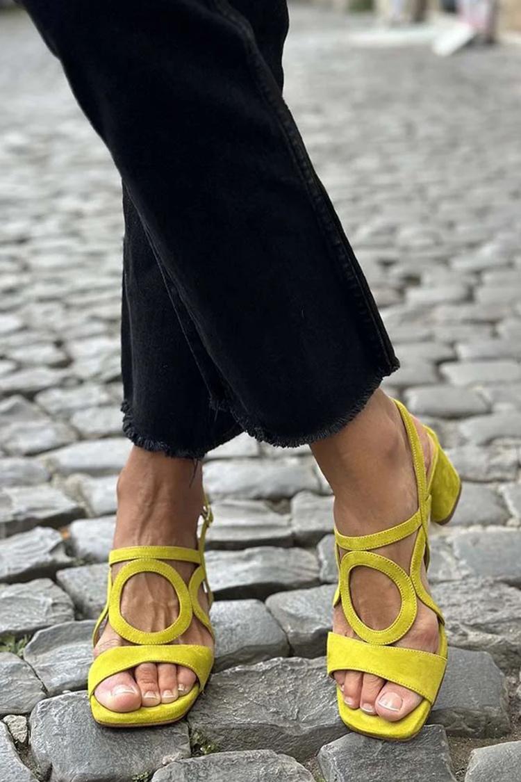 Yana | Sandals with Square Toe and Round Cutout