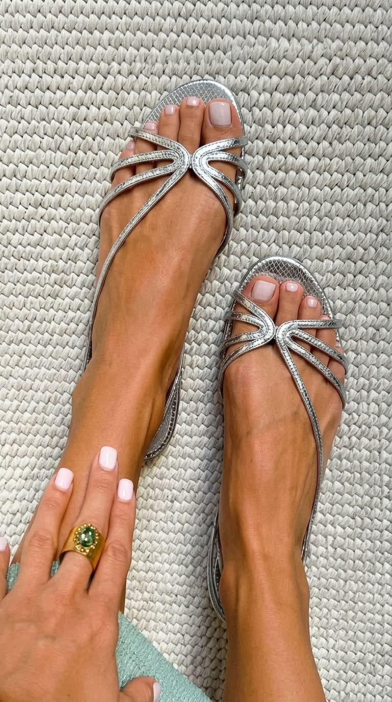Elliana | Sandals with Straps in Metallic Look