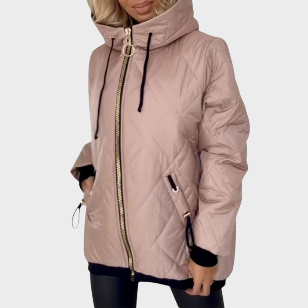 Mackenzie | Quilted Hooded Zip Front Jacket