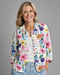 Rosa | Hand-Painted Floral Point-Collar Blouse