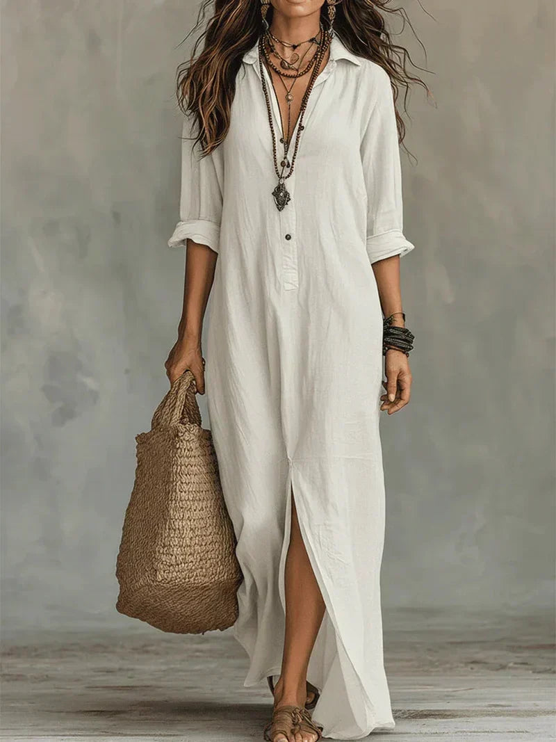 Celine | Black Maxi Dress with Buttons