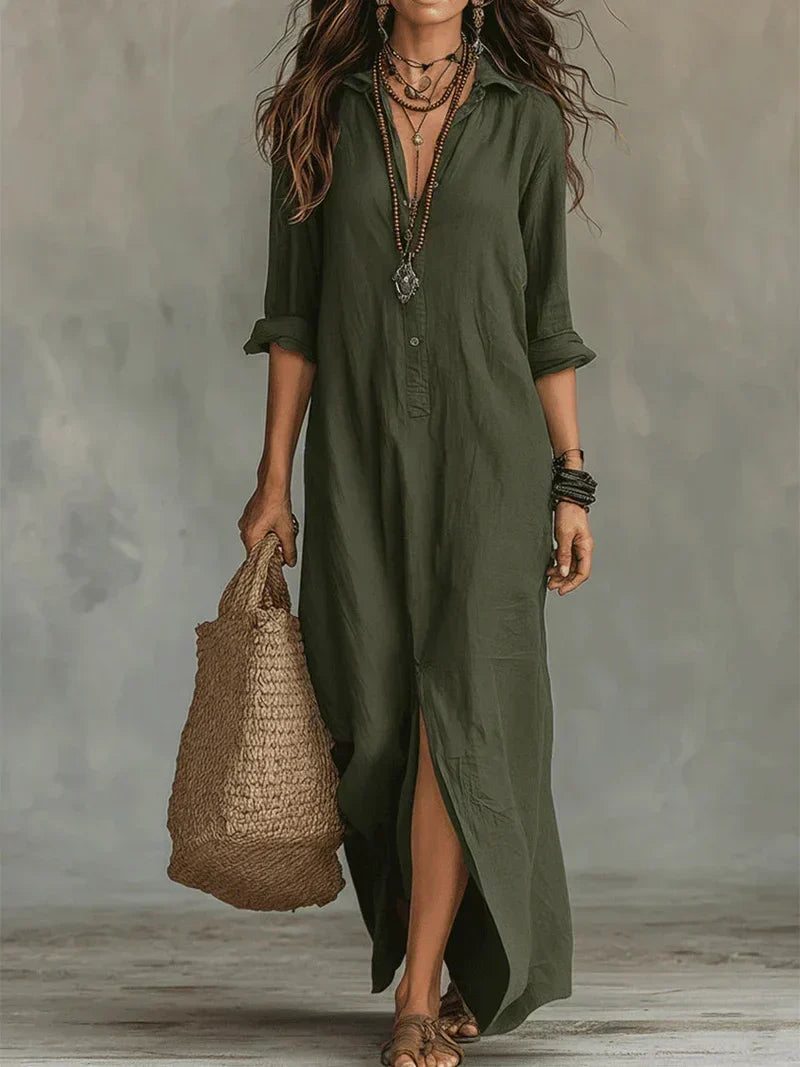 Celine | Black Maxi Dress with Buttons