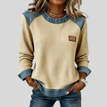 Delancine | Patchwork Design Waffle Sweatshirt
