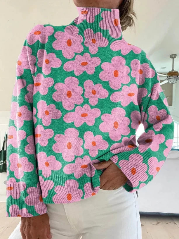 Leticia | Warm Oversized Sweater with Floral Pattern