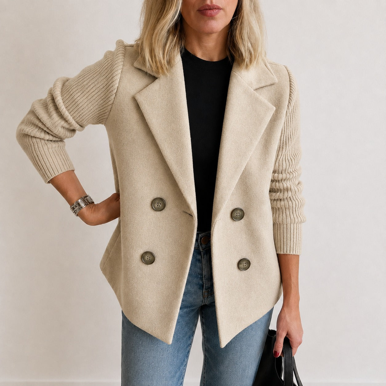 Winona | Knit Sleeve Blazer Jacket