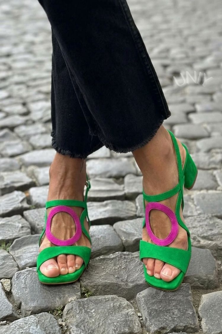 Yana | Sandals with Square Toe and Round Cutout
