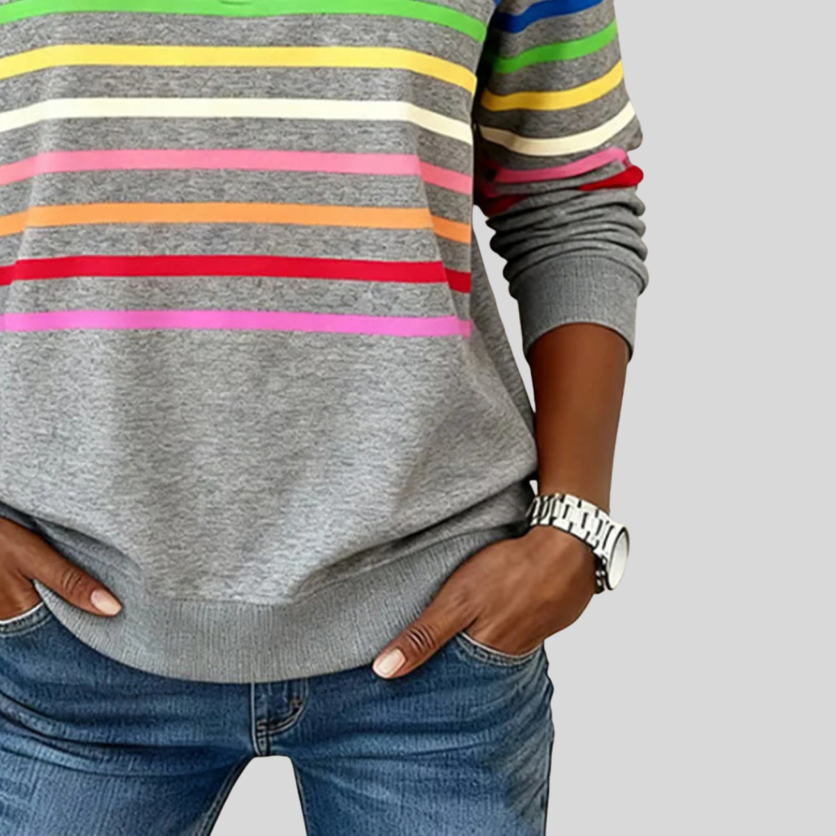 Prismette | Colourful Striped Quarter-Zip Sweatshirt