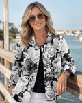 Gloria | Monochrome Floral Relaxed Open Shirt