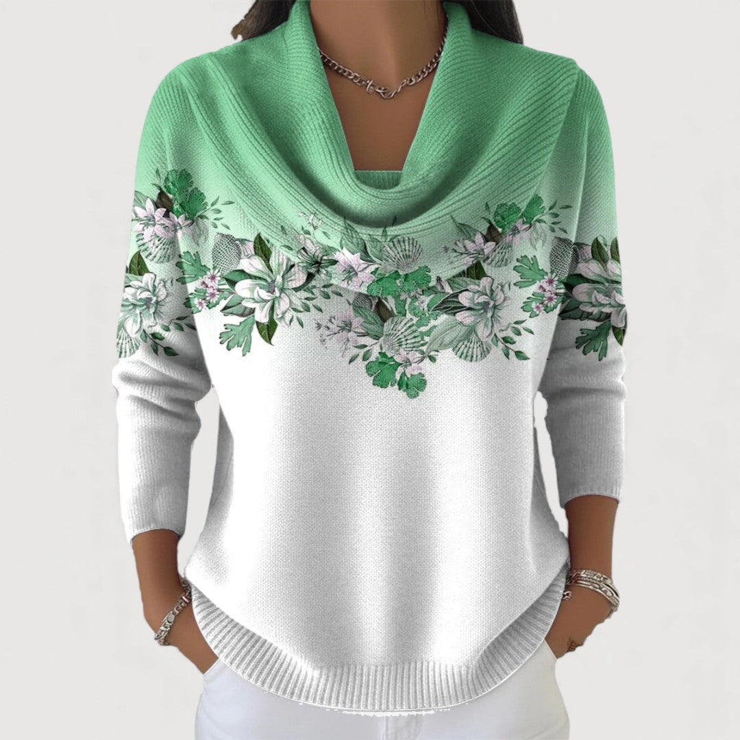 Alba | Floral Jersey with Turtleneck
