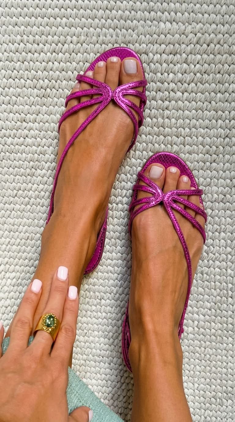 Elliana | Sandals with Straps in Metallic Look