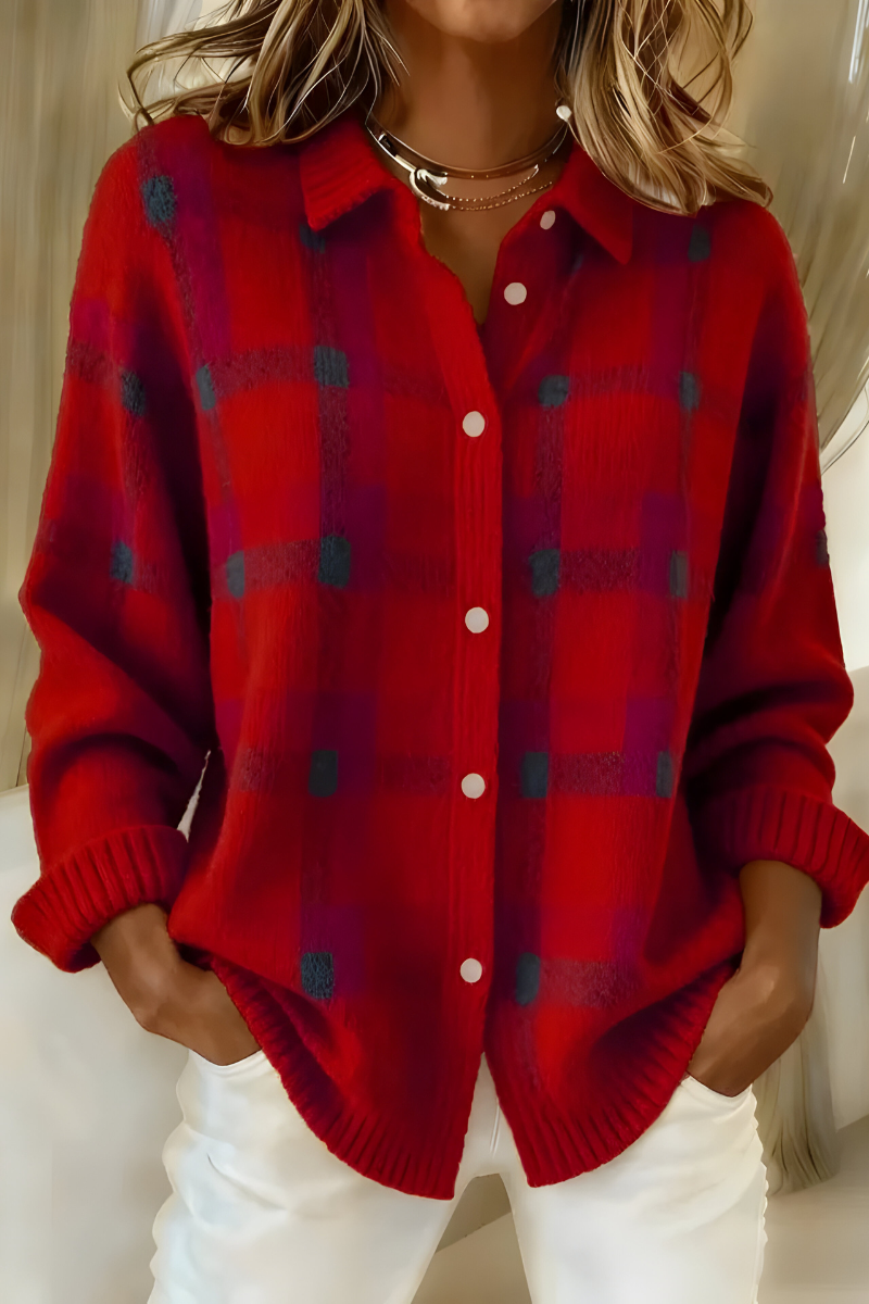 ANNA | CHECKED KNIT CARDIGAN