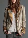 Tiana | Boho Striped Printed Lapel Blazer