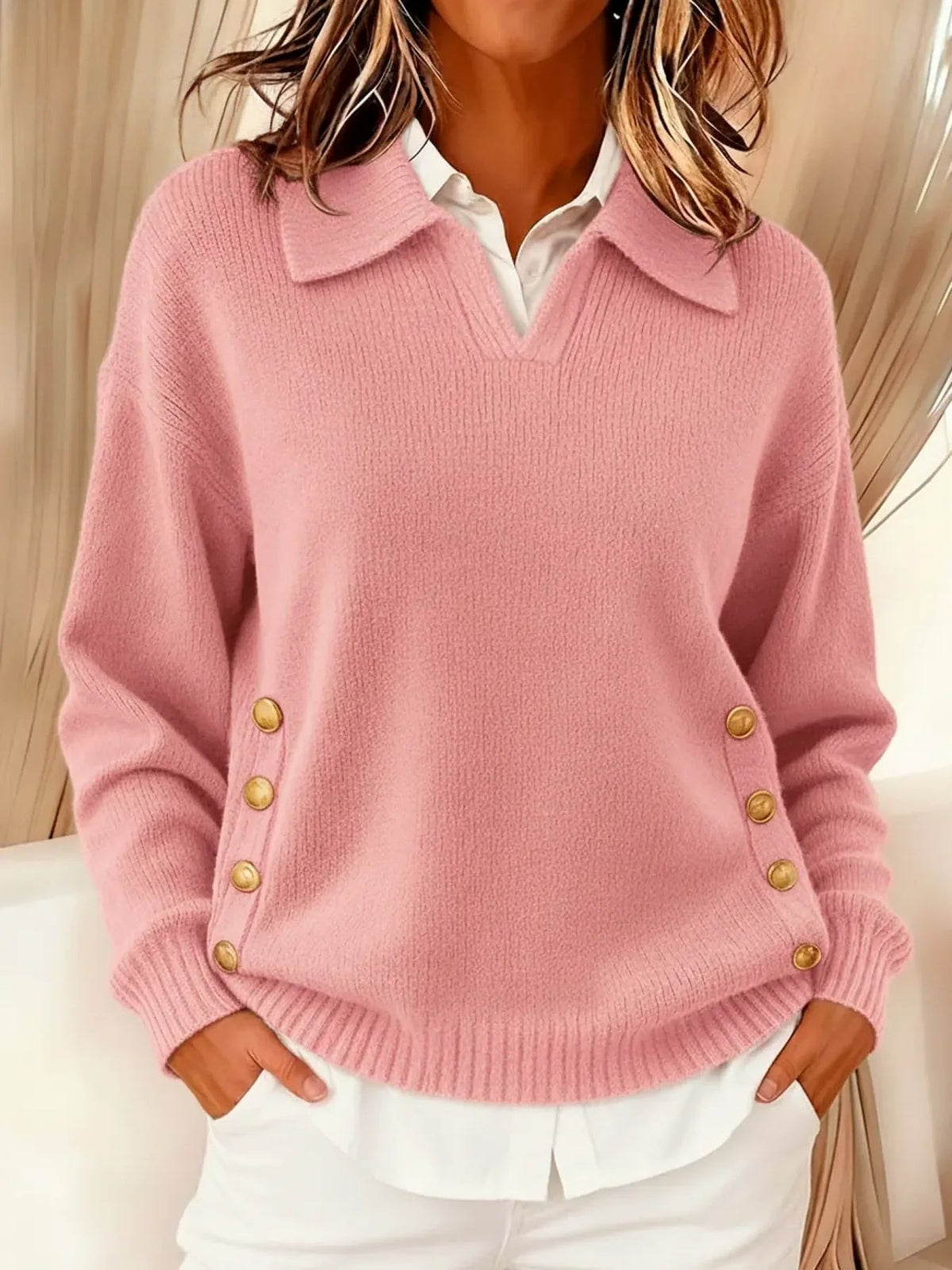 Vicenta | Polo Neck Sweater with Buttons