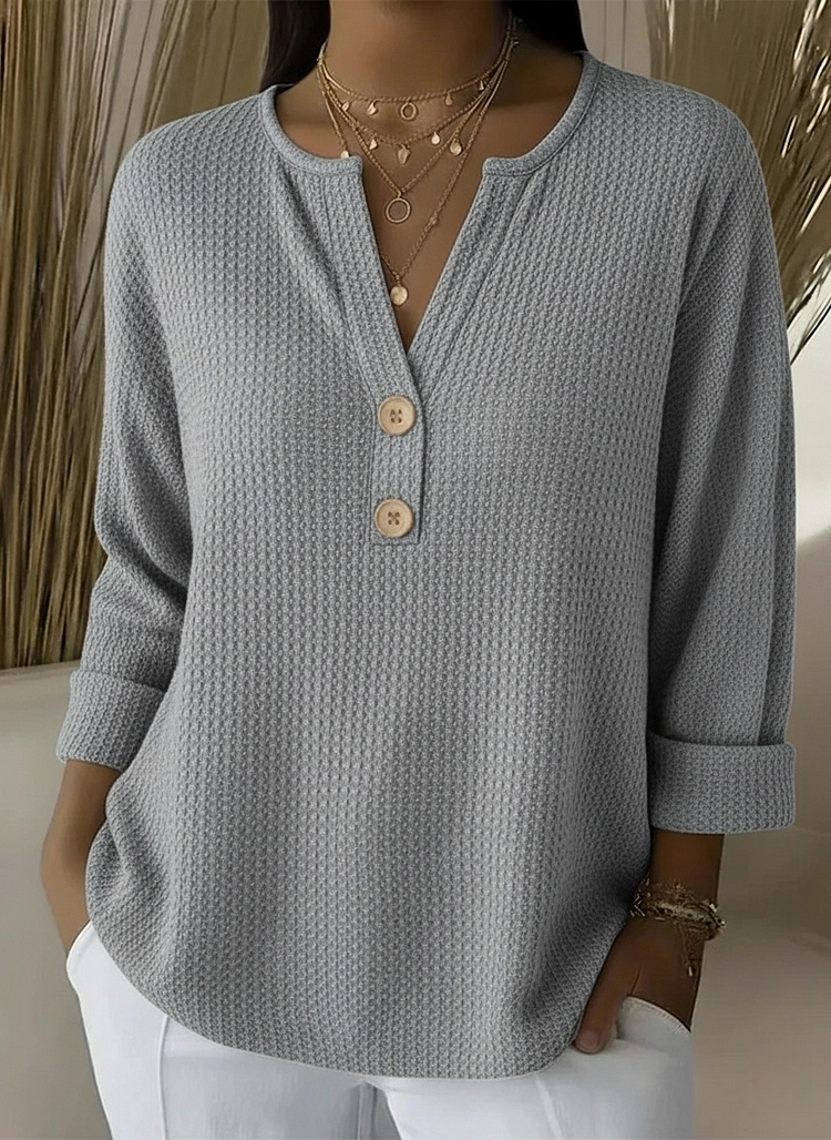 Gia | Textured Button Sweater