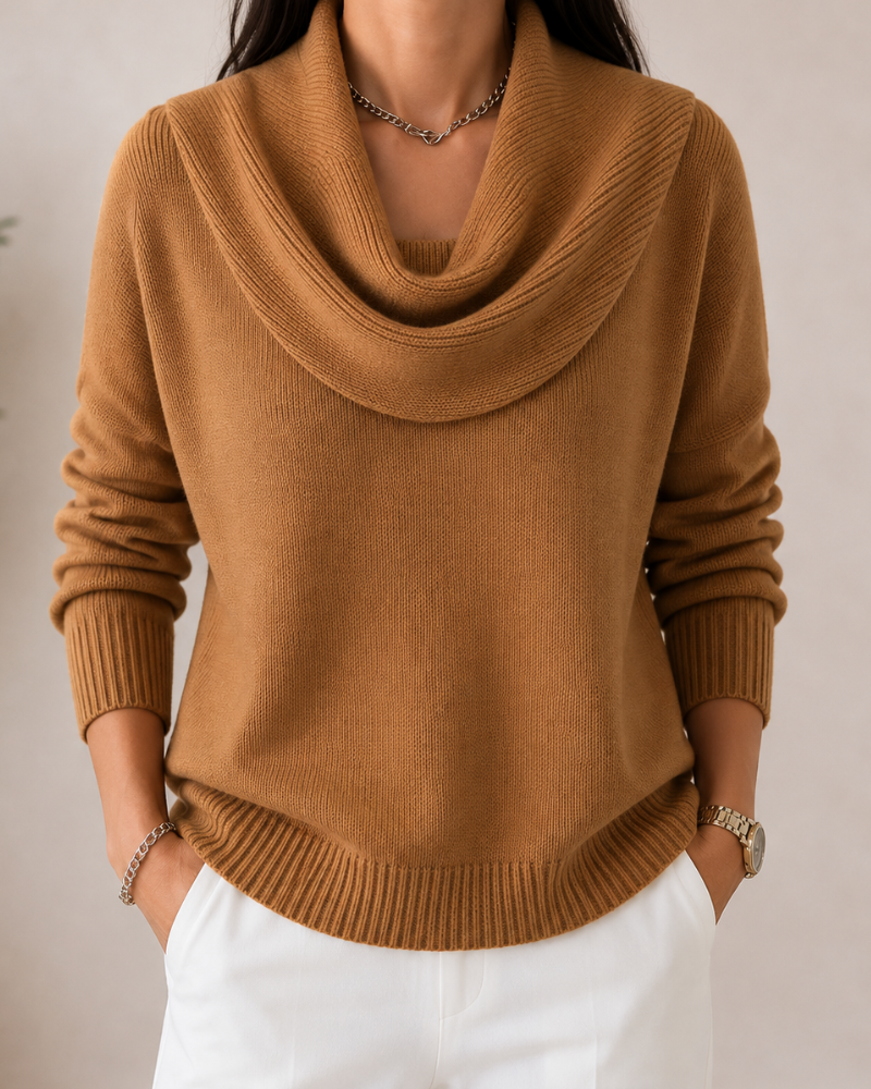 Caralina | Elegant Cowl Neck Knitted Sweater