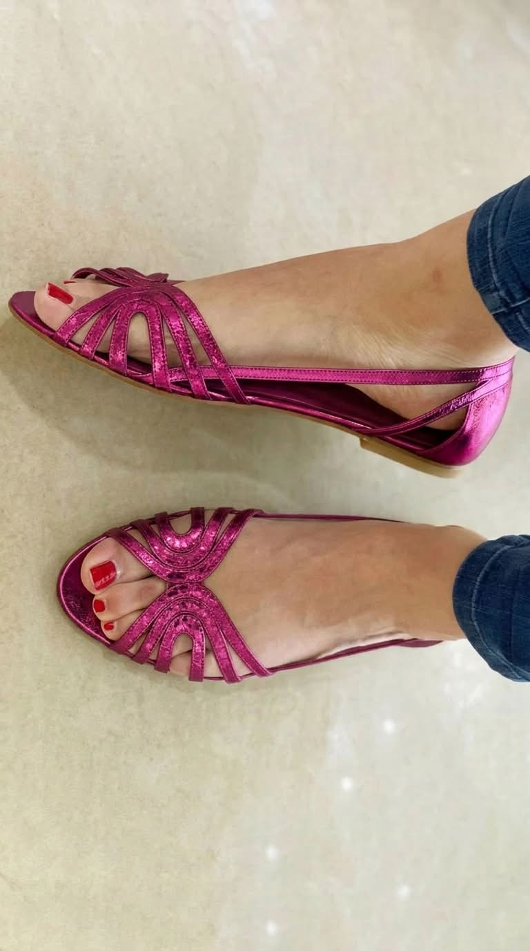 Thalia | Sandals with Open Toe and Metallic Shine