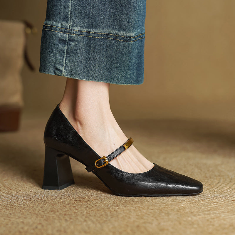 Marleon |  Leather Strap Pumps