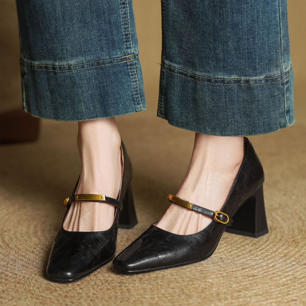 Marleon |  Leather Strap Pumps