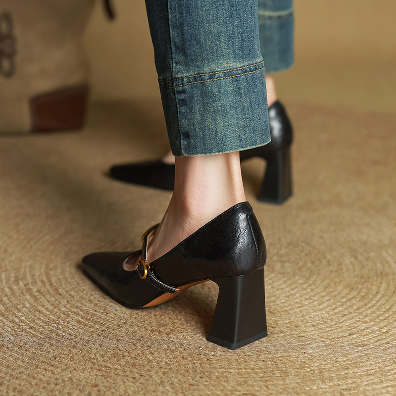 Marleon |  Leather Strap Pumps