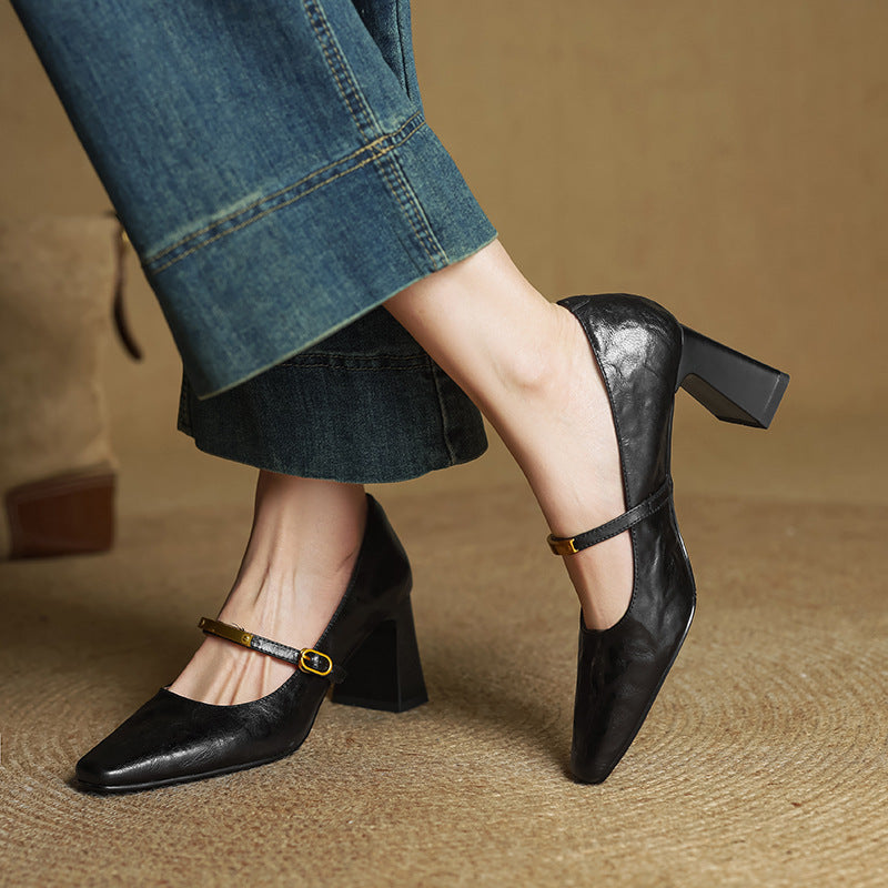 Marleon |  Leather Strap Pumps