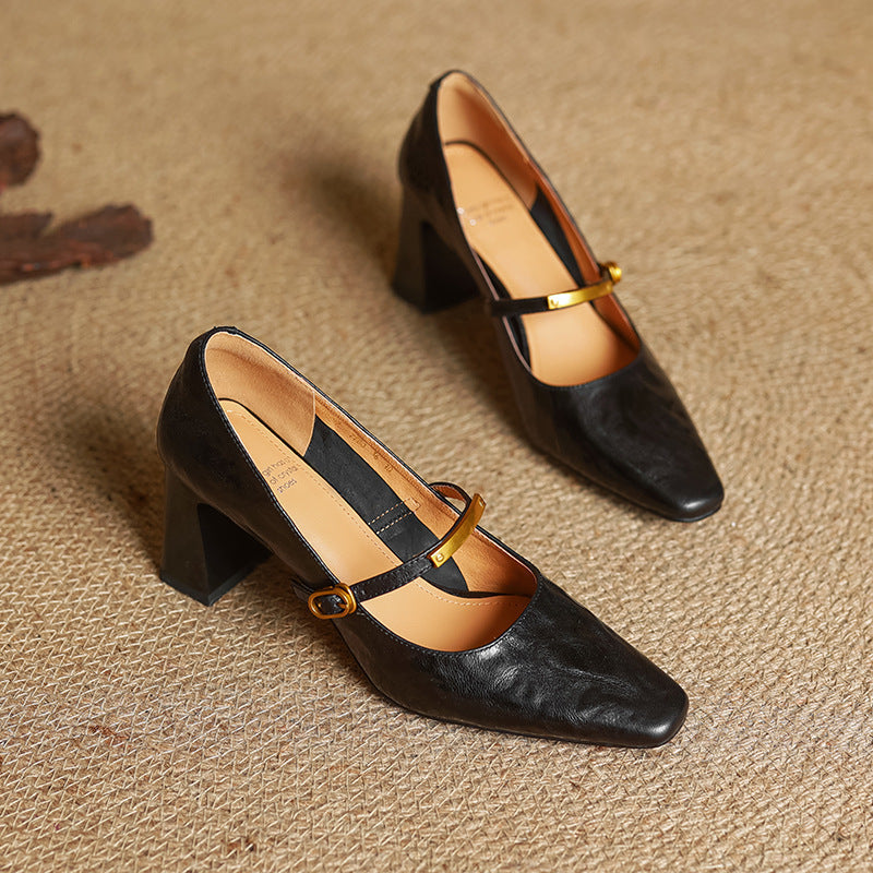 Marleon |  Leather Strap Pumps