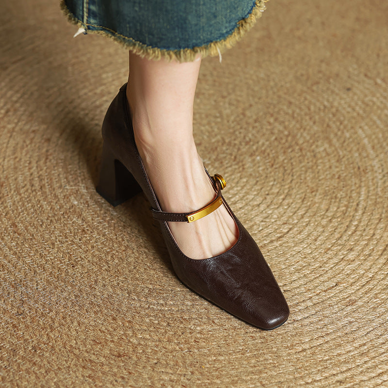 Marleon |  Leather Strap Pumps