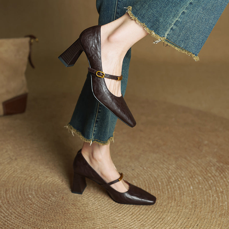 Marleon |  Leather Strap Pumps