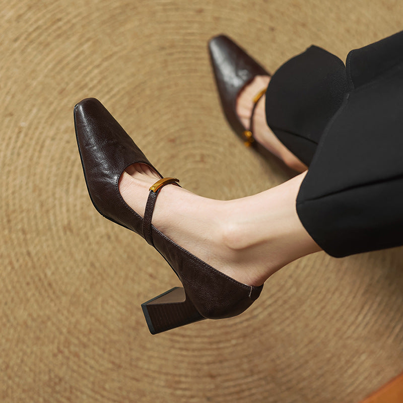 Marleon |  Leather Strap Pumps