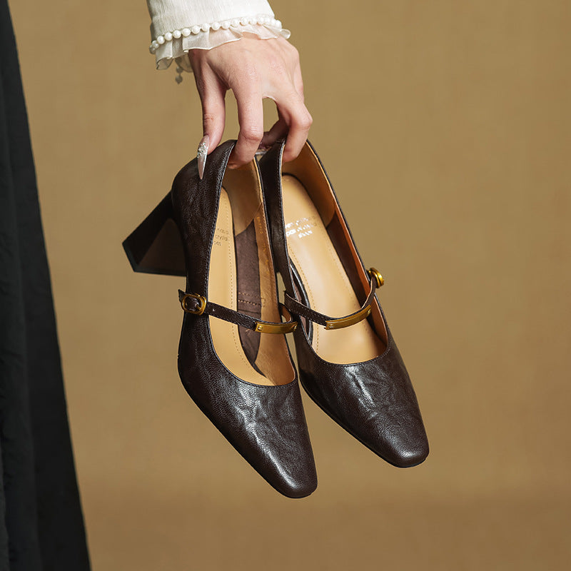Marleon |  Leather Strap Pumps