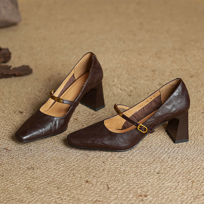 Marleon |  Leather Strap Pumps