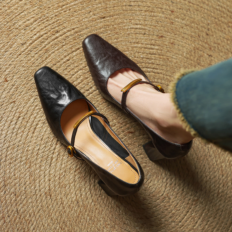 Marleon |  Leather Strap Pumps