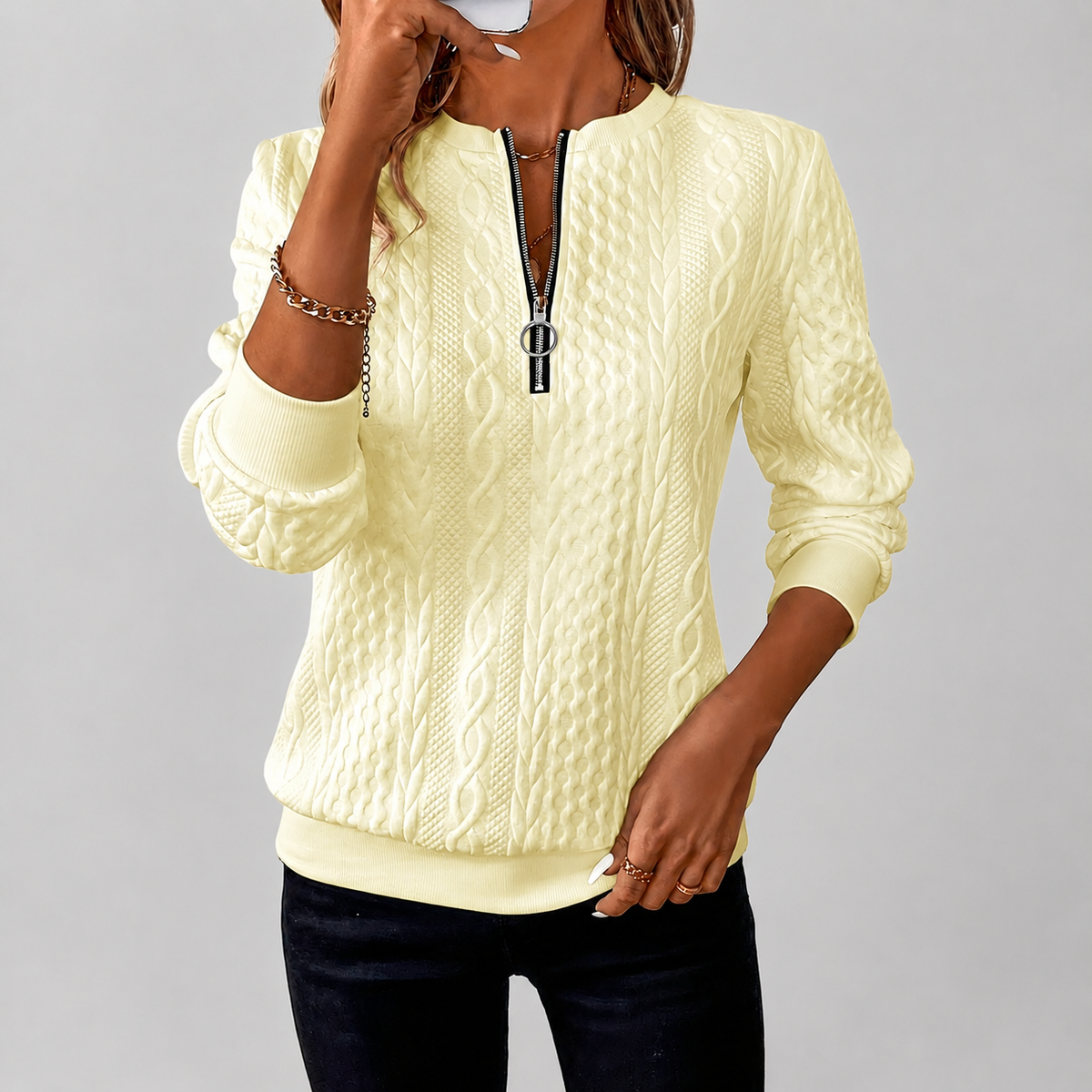 Valerie | Textured Zip Sweater