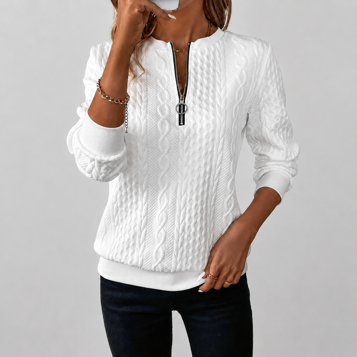 Valerie | Textured Zip Sweater