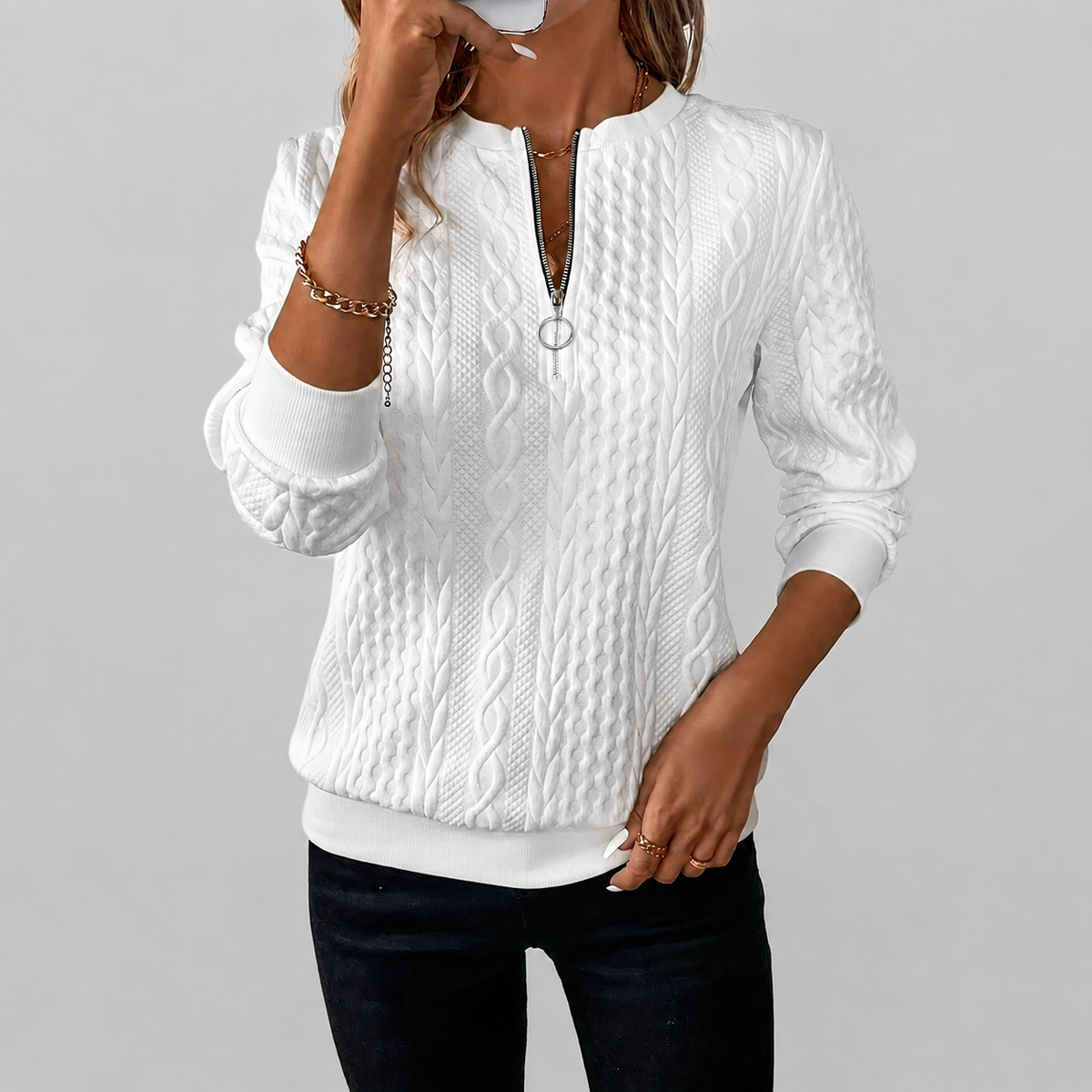 Valerie | Textured Zip Sweater