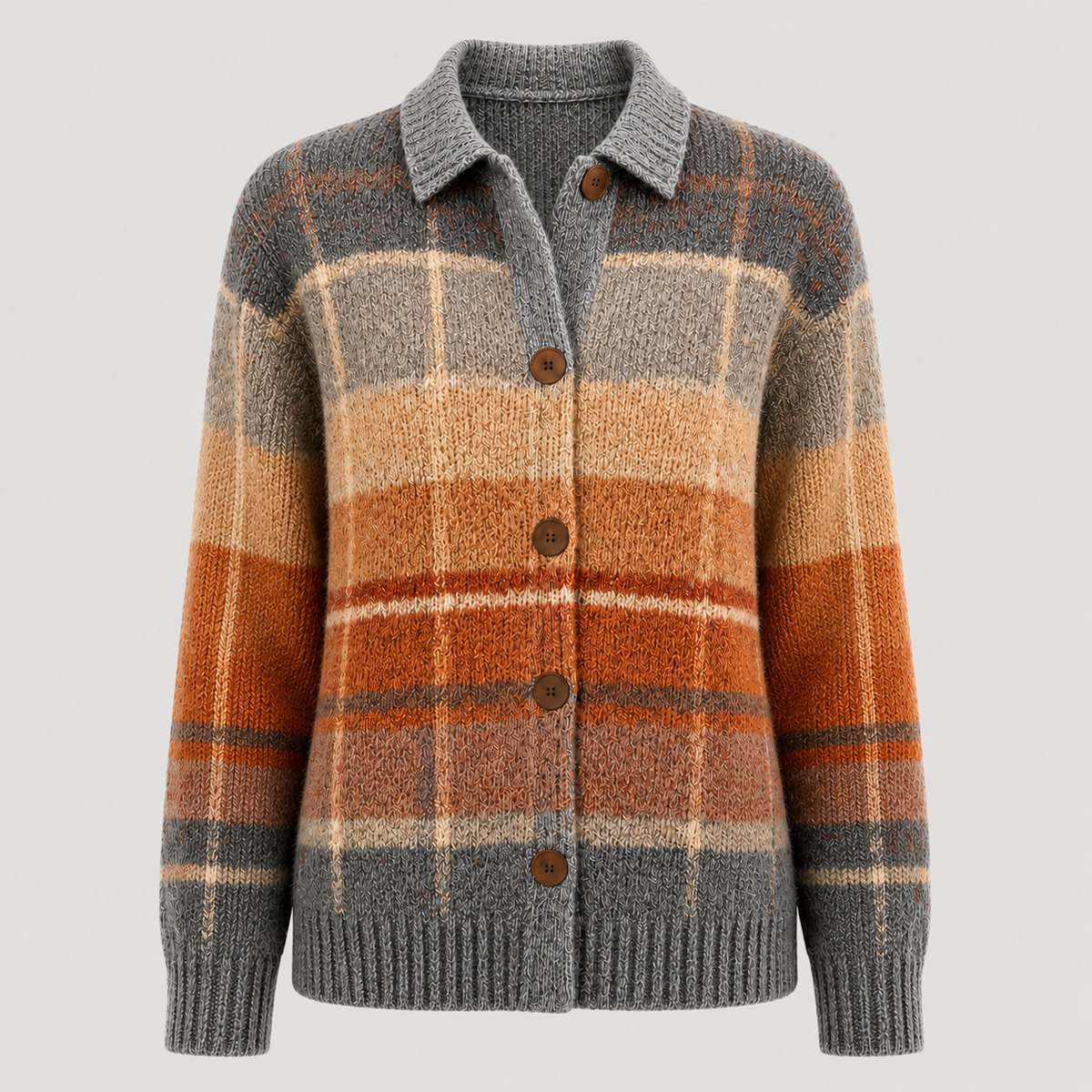 Elana | Ombre Plaid Knit Cardigan