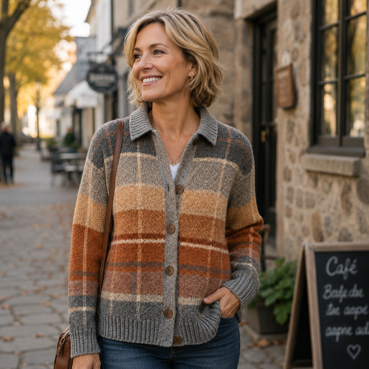 Elana | Ombre Plaid Knit Cardigan