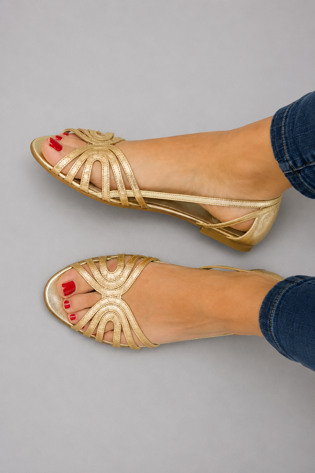 Thalia | Sandals with Open Toe and Metallic Shine