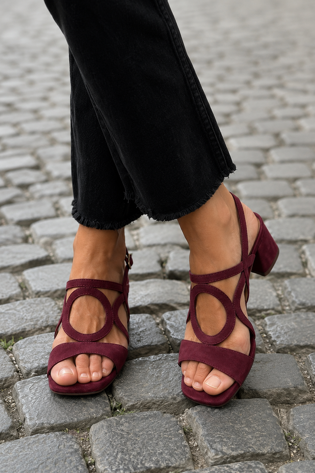 Yana | Sandals with Square Toe and Round Cutout