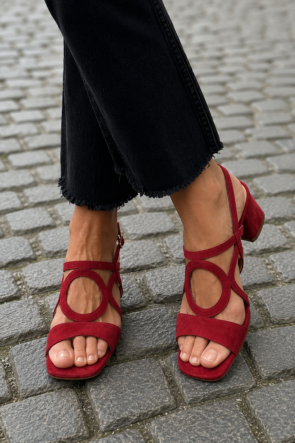 Yana | Sandals with Square Toe and Round Cutout