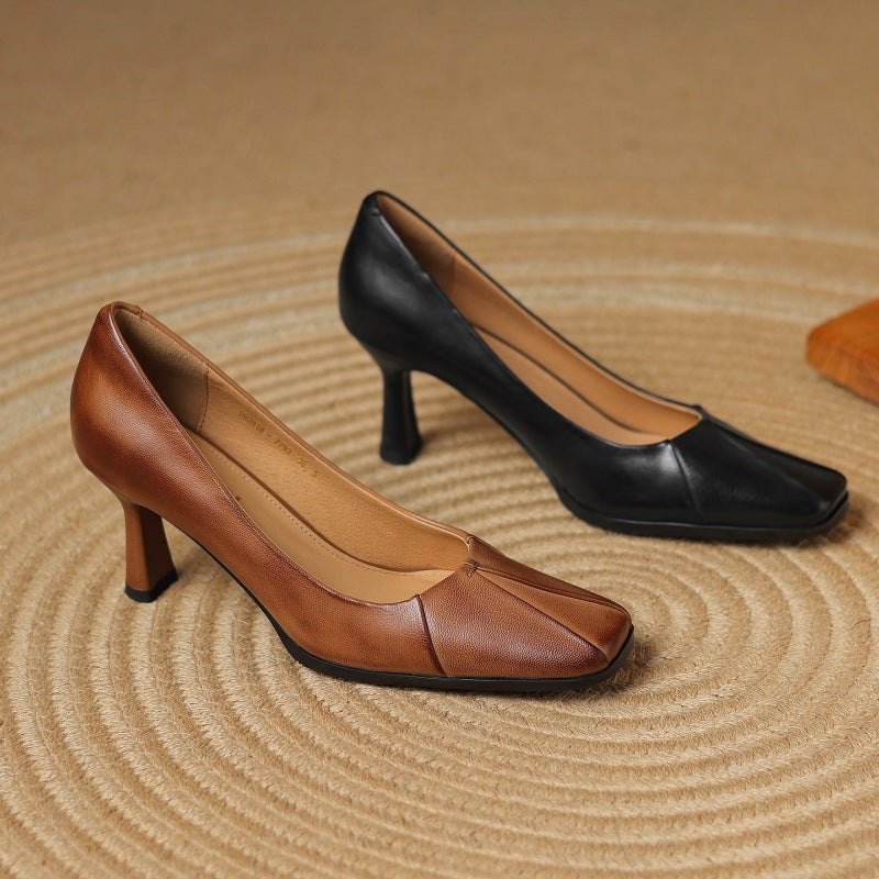Marisol | Leather Square-Toe Pumps