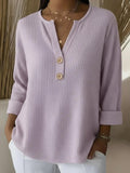 Lucía | Textured Henley T-Shirt with Buttons